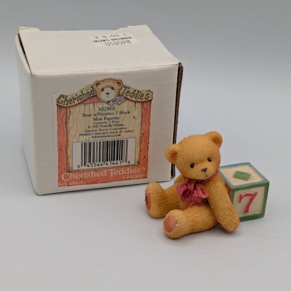 Cherished Teddies Bear with Number 7 Block (302902) 1997 - Picture 2 of 10